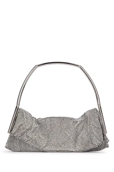 Benedetta Bruzziches Chainmail Gathered Clutch Metallic Silver Handle In Multicolor