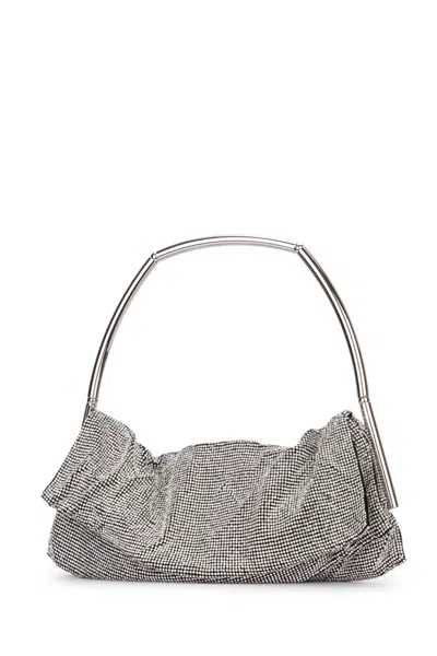 Benedetta Bruzziches Chainmail Gathered Clutch Metallic Silver Handle In Multicolor
