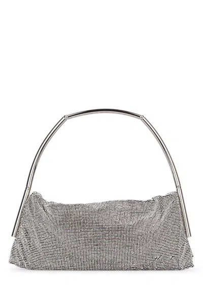 Benedetta Bruzziches Chainmail Gathered Clutch Metallic Silver Handle In Multicolor