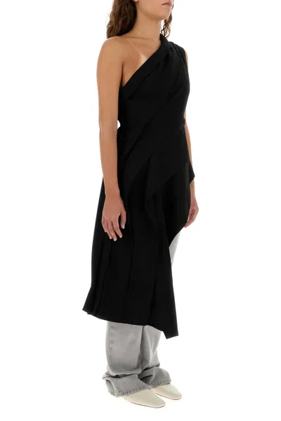 Bottega Veneta Draped Asymmetric Crepe One-shoulder Top In Black