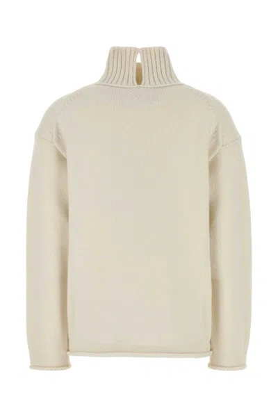 Bottega Veneta Off White Highneck Sweater In White