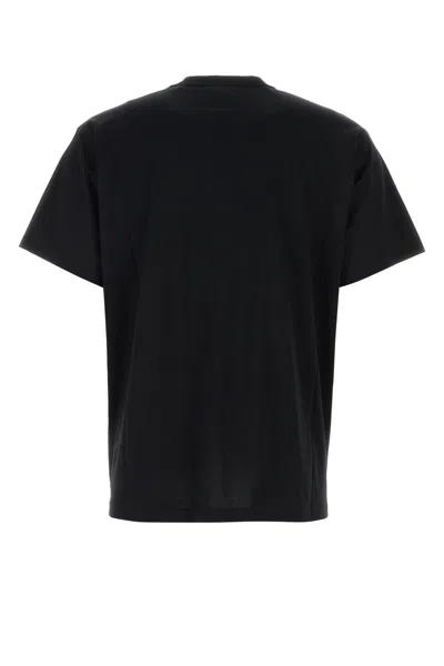 Burberry Men Black Crewneck T-shirt With Logo Lettering On The Front In Cotton Man In Black
