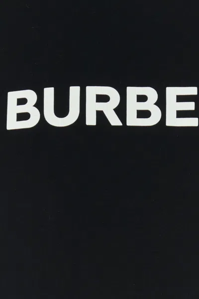 Burberry Men Black Crewneck T-shirt With Logo Lettering On The Front In Cotton Man In Black