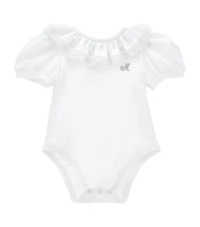 Monnalisa Cotton-blend Frill Bodysuit In White