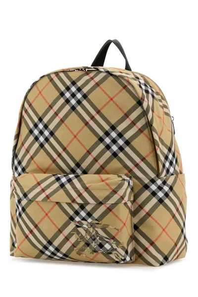 Burberry Check Pattern Backpack With Front Pocket In Multicolor