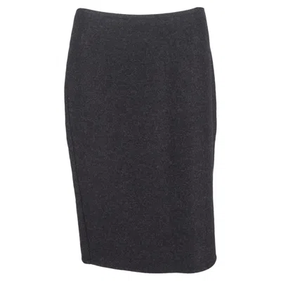 Max Mara Midi Pencil Skirt In Grey Wool In Multi