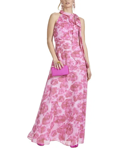 Sachin & Babi Kayla Floral-print Chiffon Halter Gown In Pink