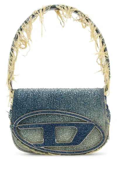 Diesel Embellished Denim 1dr Shoulder Bag In Blue