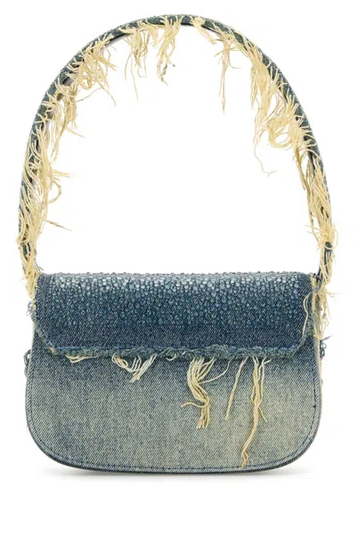Diesel Embellished Denim 1dr Shoulder Bag In Blue