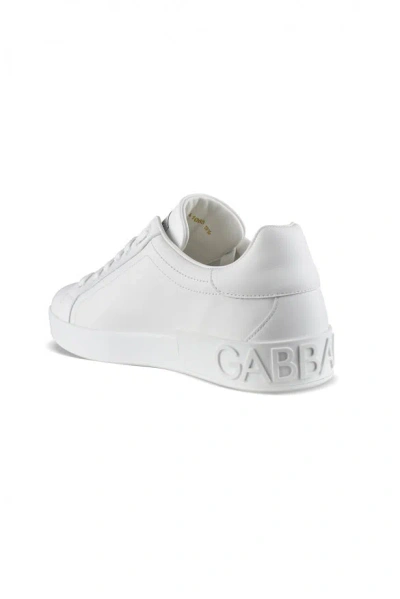 Dolce & Gabbana Portofino Vintage Leather Low-top Sneakers In White