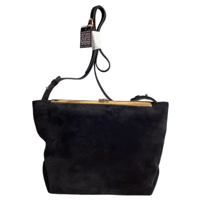 Khaite Augusta Crossbody Bag In Black Suede In Black