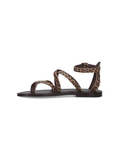 Kjacques Leopard-print Ankle-strap Sandals In Brown