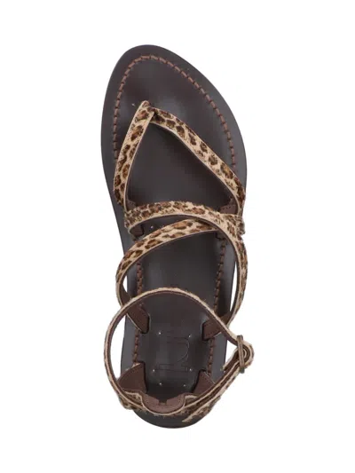 Kjacques Leopard-print Ankle-strap Sandals In Brown