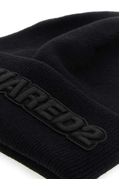 Dsquared2 Dsquared Black Wool Beanie Hat In Black
