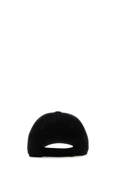 Fendi Men Wool Blend Baseball Hat With Logo Embroidery In Black