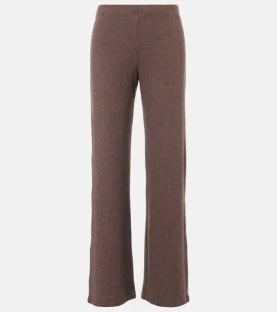 Leset Lauren Wide-leg Lounge Trousers In Brown