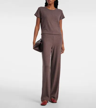 Leset Lauren Wide-leg Lounge Trousers In Brown