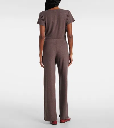 Leset Lauren Wide-leg Lounge Trousers In Brown