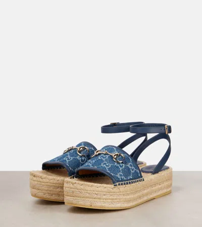 Gucci Paloma Denim Espadrille Sandals In Blue