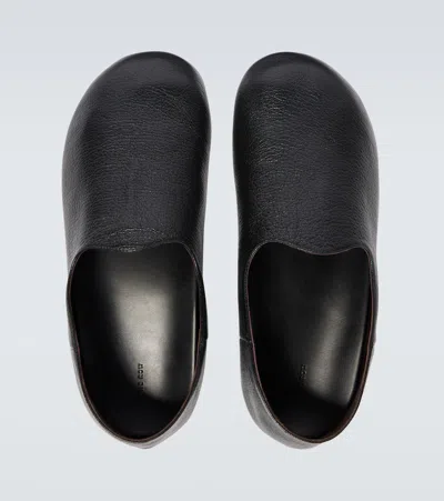 The Row Slip-on Hugh In Pelle Nera Uomo In Black