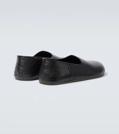 The Row Slip-on Hugh In Pelle Nera Uomo In Black