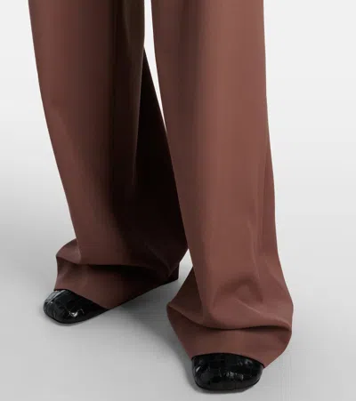 Dries Van Noten Belted Wool Gabardine Wide-leg Pants In Brown