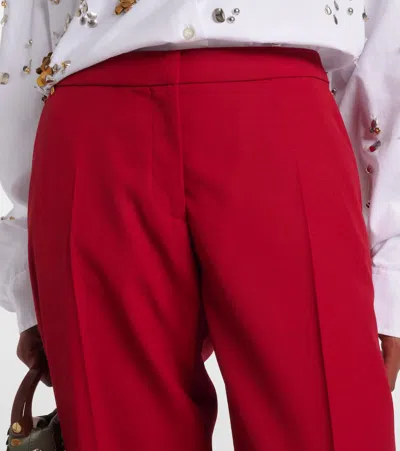 Dries Van Noten Poumas Straight Leg Wool Trousers In Red