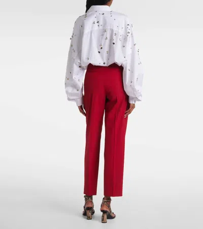 Dries Van Noten Poumas Straight Leg Wool Trousers In Red