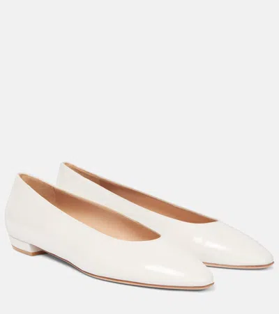 Gianvito Rossi Glossed-leather Ballet Flats In White