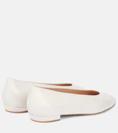 Gianvito Rossi Glossed-leather Ballet Flats In White