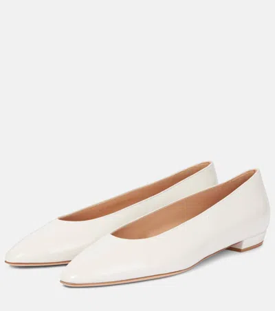 Gianvito Rossi Glossed-leather Ballet Flats In White