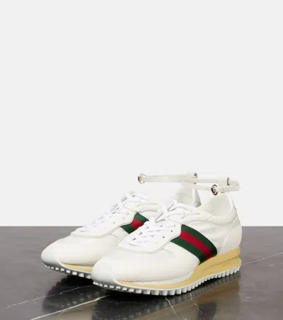 Gucci Motion Sneaker With Adjustable Ankle Strap In White