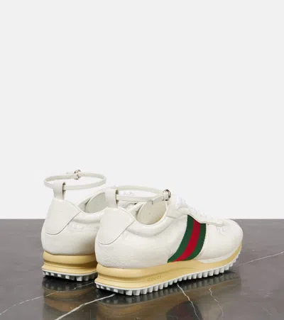 Gucci Motion Sneaker With Adjustable Ankle Strap In White