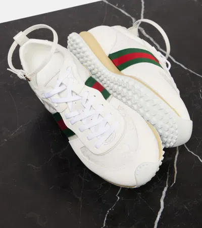Gucci Motion Sneaker With Adjustable Ankle Strap In White