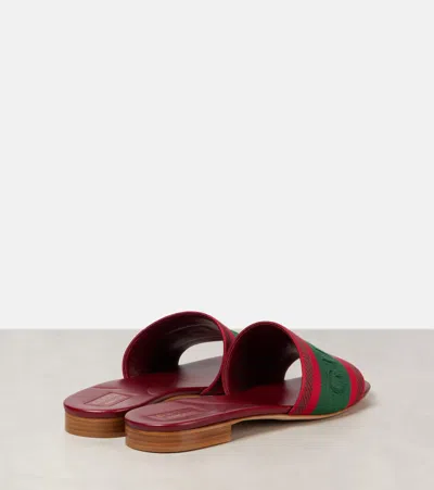 Gucci Open-toe Red Leather Sandals In Multi