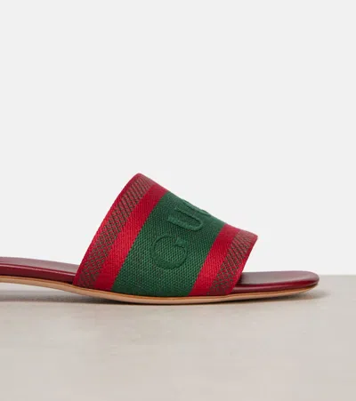 Gucci Open-toe Red Leather Sandals In Multi