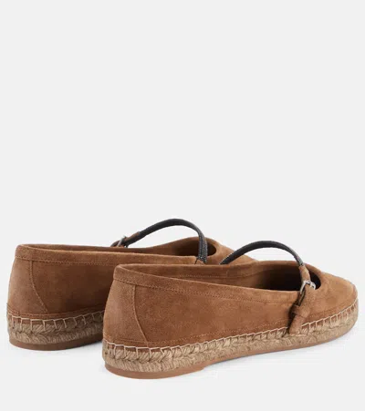 Brunello Cucinelli Monili Suede Espadrilles In Brown