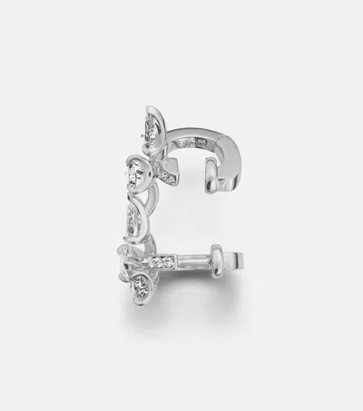 Repossi Serti Sur Vide 18kt White Gold Single Ear Cuff With Diamonds In Silver