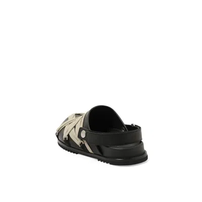 Rick Owens Crisscross Black Leather Sandals With Ankle Strap In Black