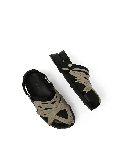 Rick Owens Crisscross Black Leather Sandals With Ankle Strap In Black