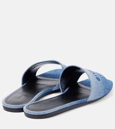 Givenchy 4g Embroidered Denim Flat Slide Sandals In Blue