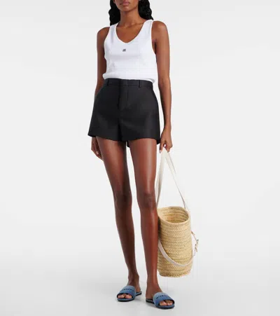 Givenchy 4g Embroidered Denim Flat Slide Sandals In Blue