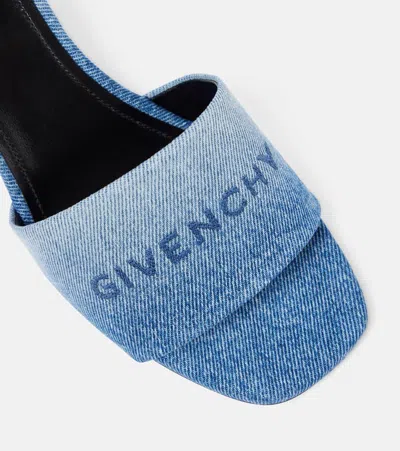 Givenchy Logo Denim Mules In Blue