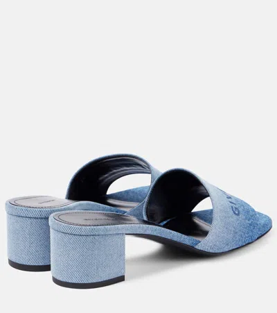 Givenchy Logo Denim Mules In Blue