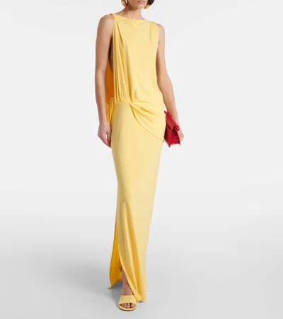 Jacquemus Peplo Stretch-jersey Maxi Dress In Yellow