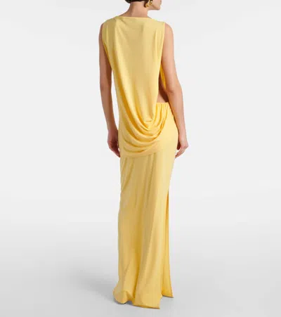 Jacquemus Peplo Stretch-jersey Maxi Dress In Yellow