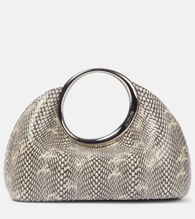 Jacquemus Small Calino Snake-embossed Leather Top Handle Bag In Beige
