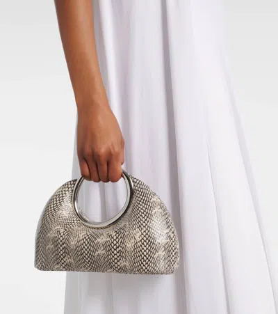 Jacquemus Small Calino Snake-embossed Leather Top Handle Bag In Beige