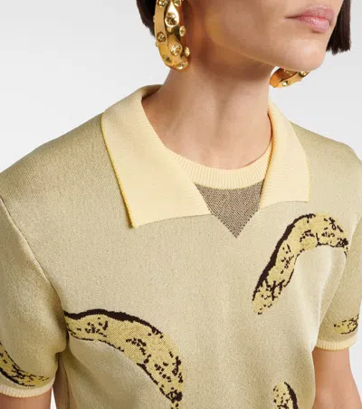 Jacquemus Le Marino V-neck Polo With Playful Banana Print In Yellow