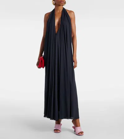 Jacquemus The Norma Draped Maxi Halter Dress In Blue